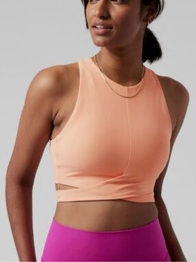 Athleta S Conscious Cut Out Sports Bra Small Cup A-C in Peach/Coral